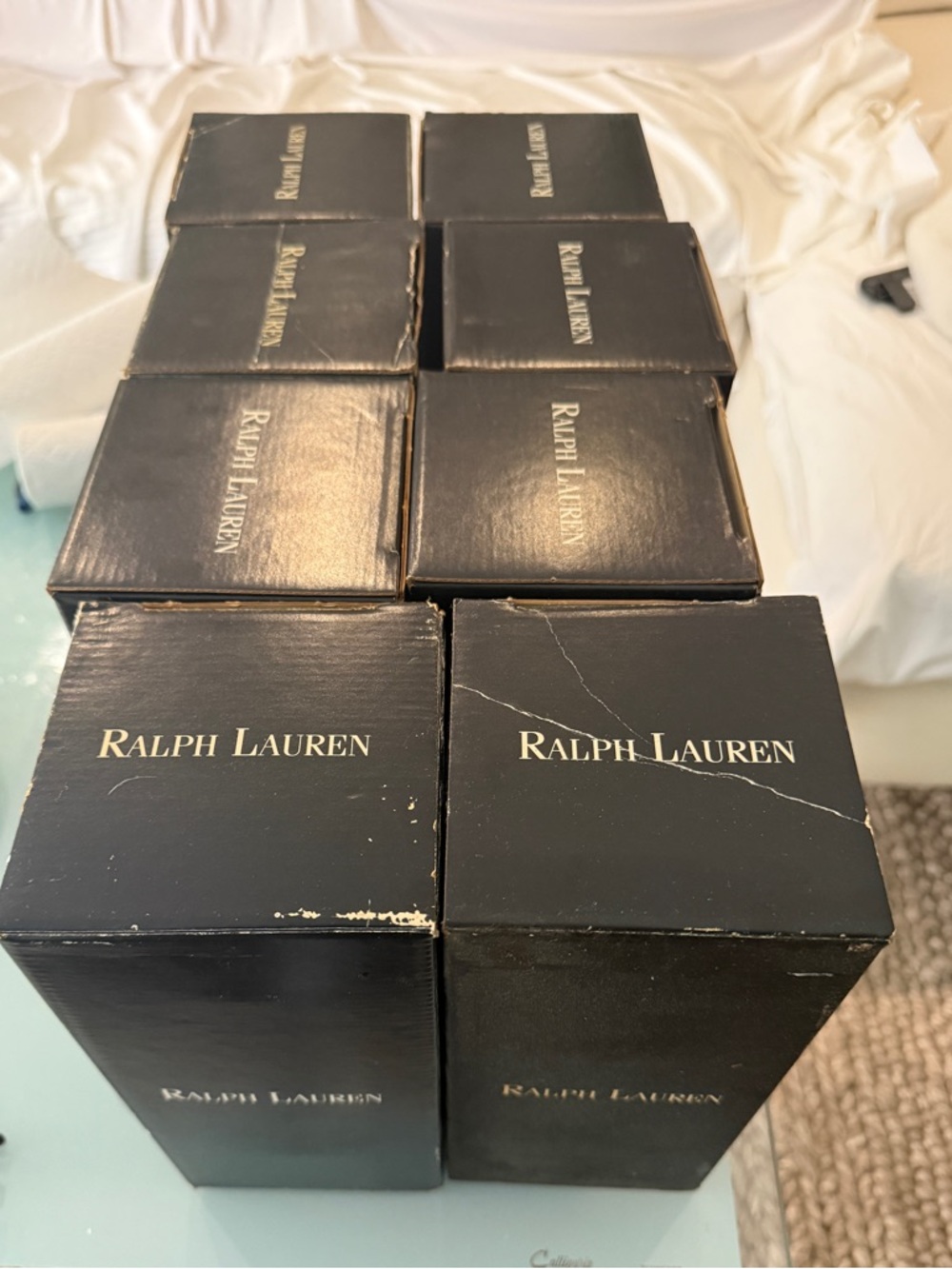 Set of 8 Ralph Lauren Bedford collection Crystal Wine Goblets - Picture 3 of 3